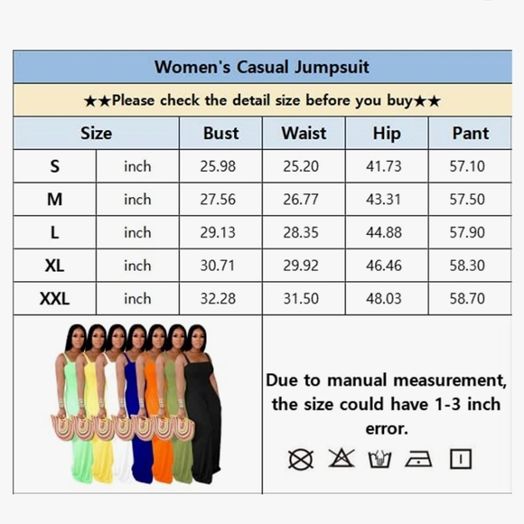 Women's Summer Casual Sle Spaghetti Strap Wide Leg Jumpsuit Loose Tube Top - Picture 2 of 5